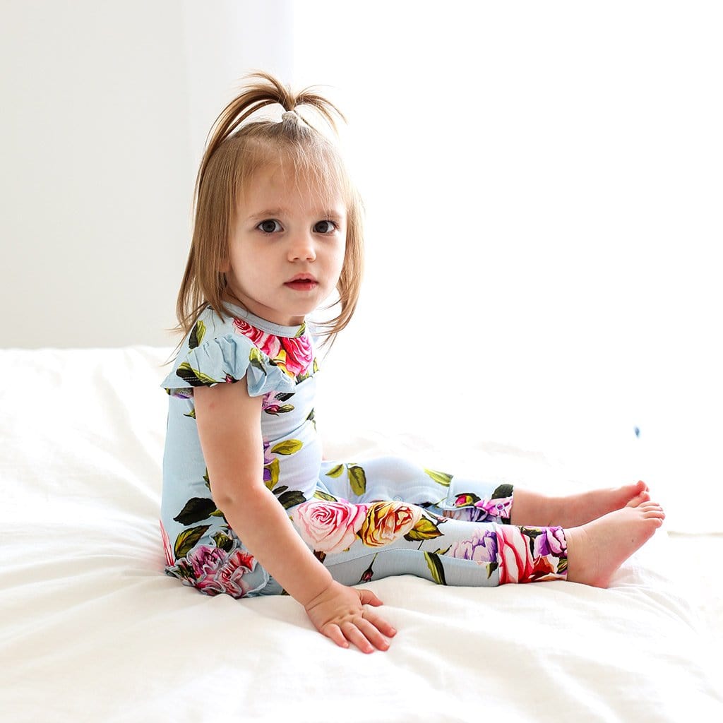 Country Rose Ruffled Cap Sleeve Romper