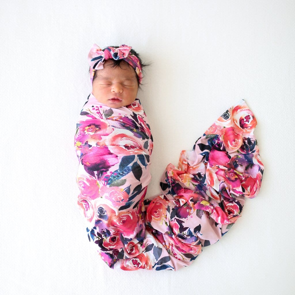 Dusk Rose Swaddle Headband Set