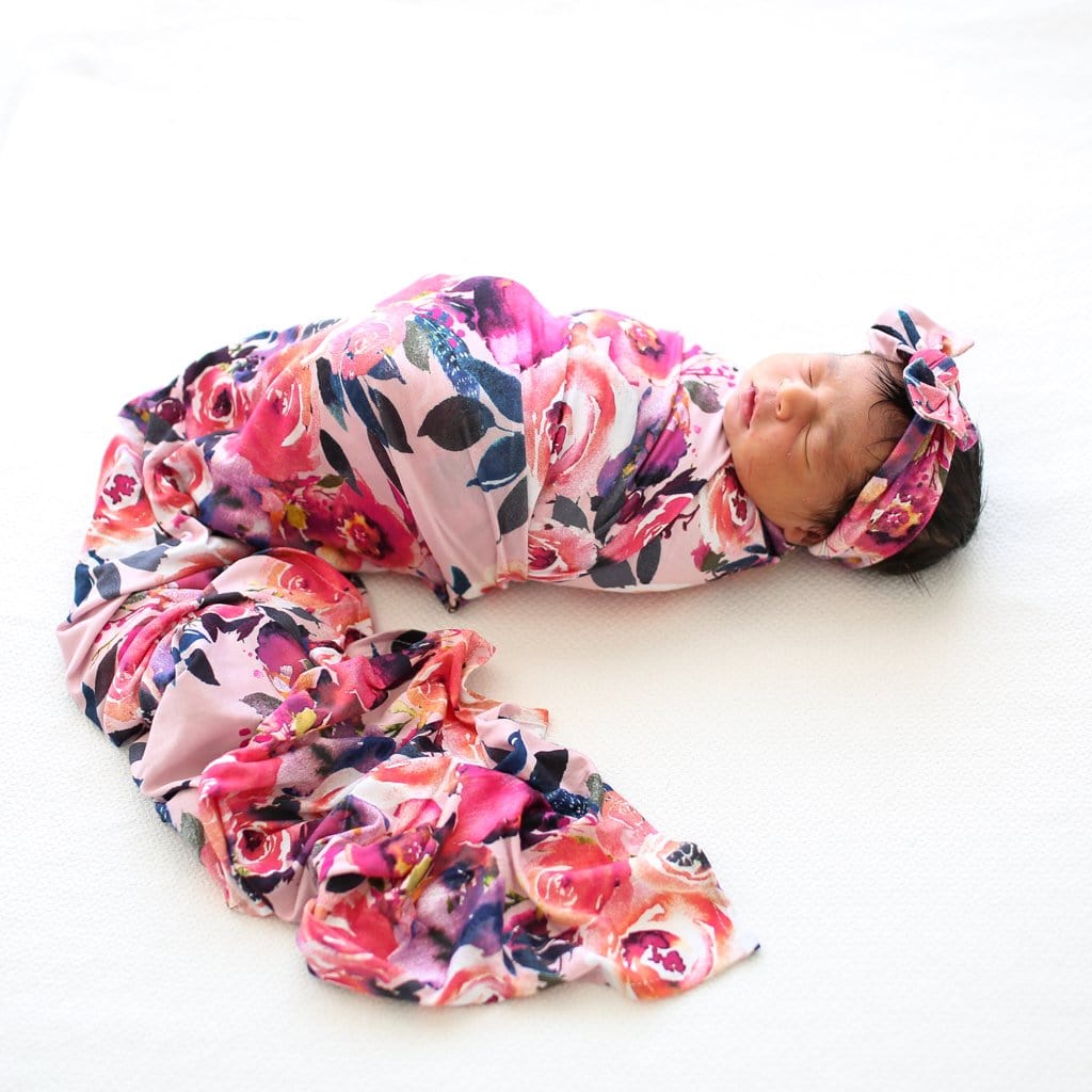 Dusk Rose Swaddle Headband Set