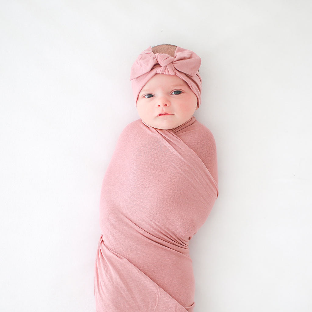 Dusty Rose Swaddle Headband Set
