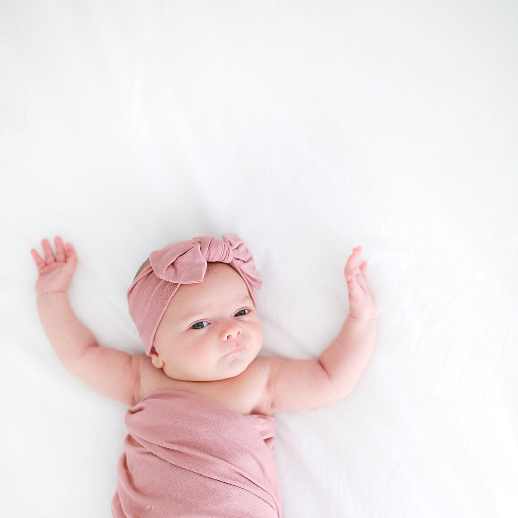Dusty Rose Swaddle Headband Set