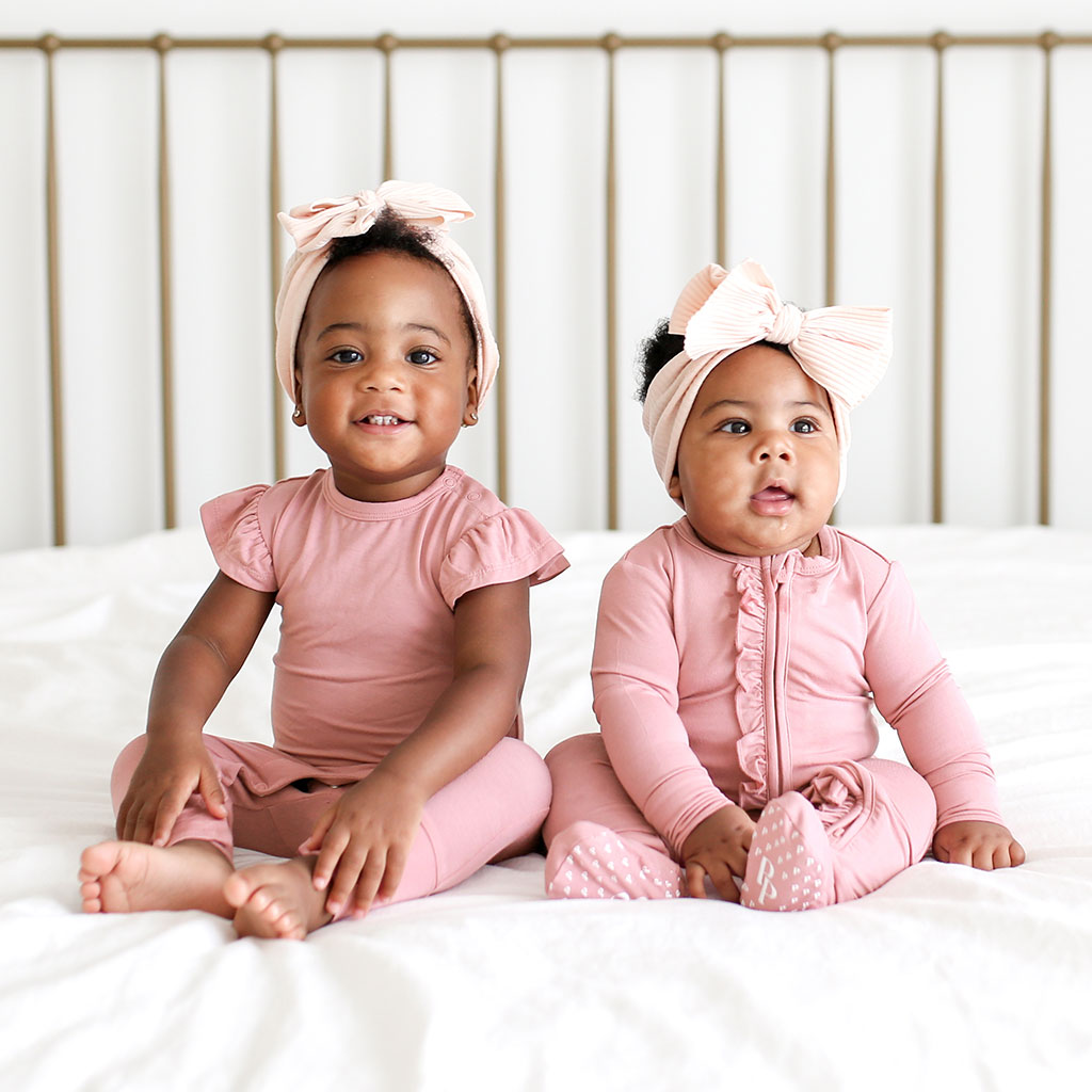 Dusty Rose Footie Ruffled Zippered One Piece