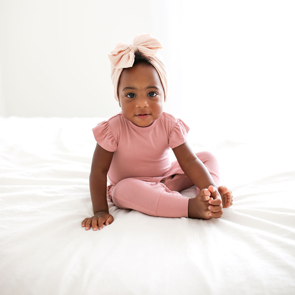 Dusty Rose Ruffled Cap Sleeve Romper