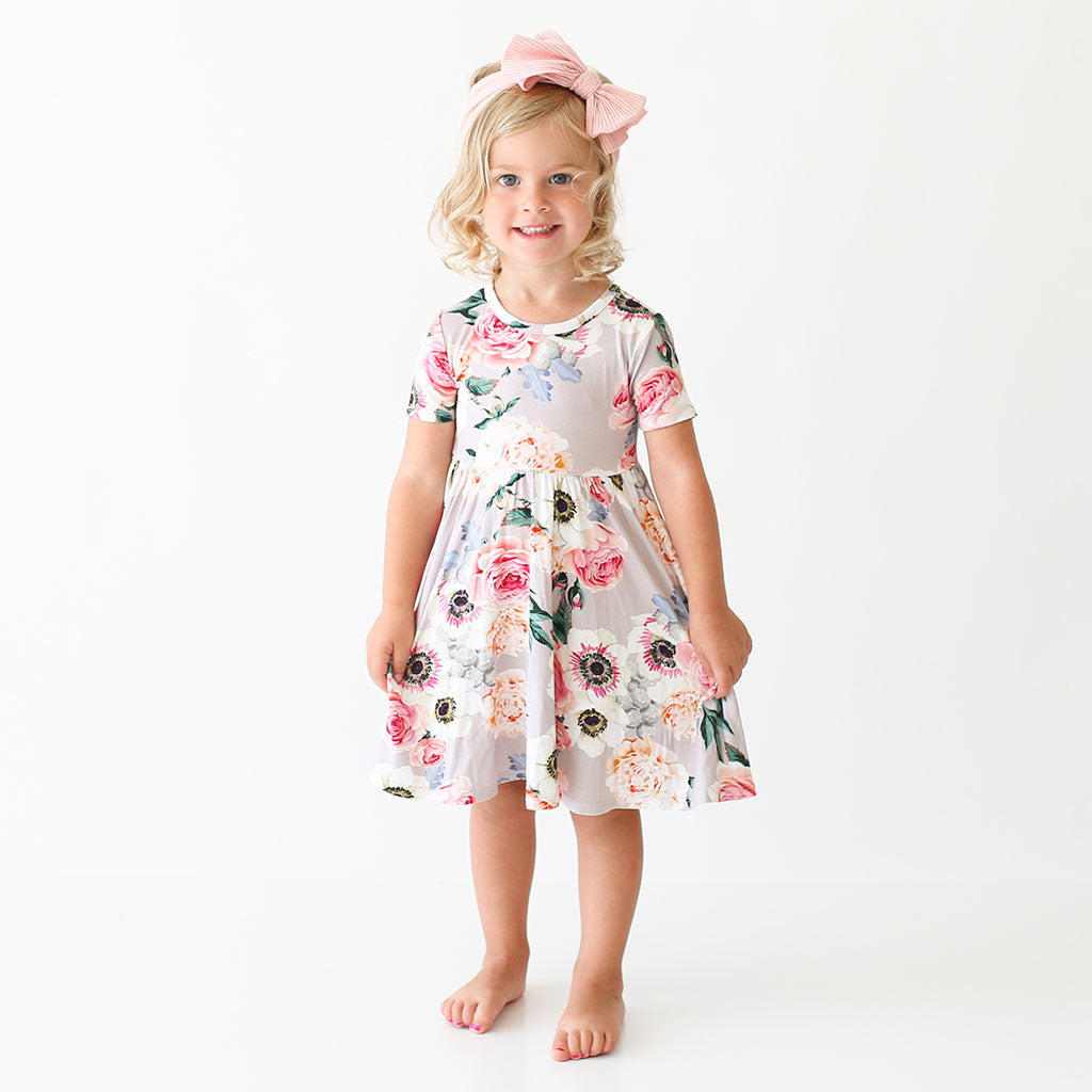 French Gray Twirl Dress