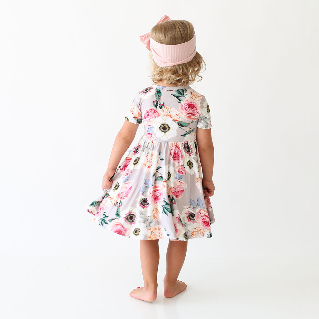 French Gray Twirl Dress