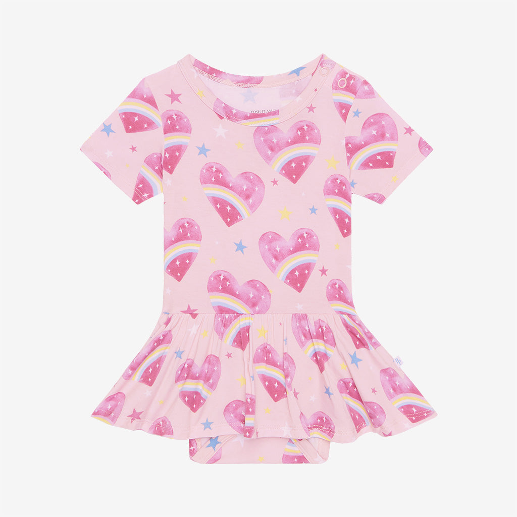 Rainbow Hearts Twirl Skirt Bodysuit Dress