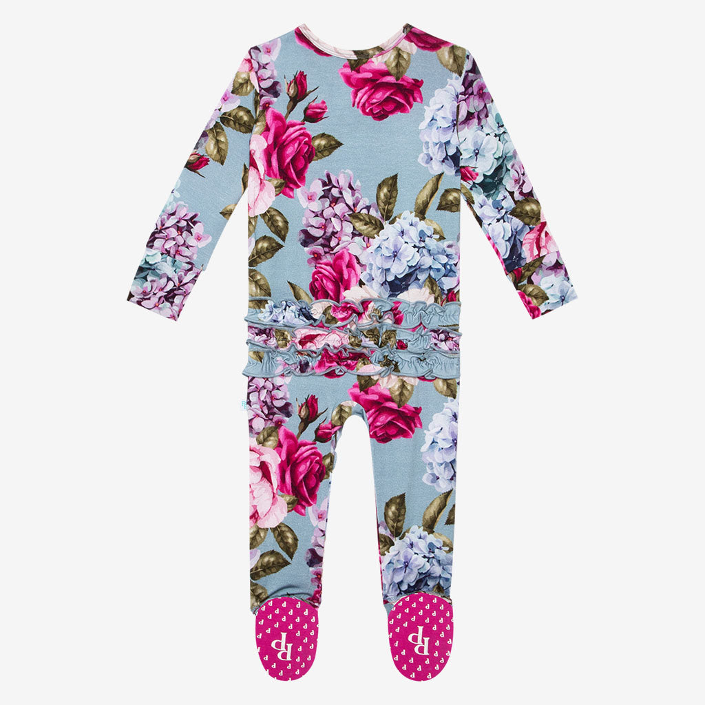 Lacey Footie Ruffled Zippered One Piece