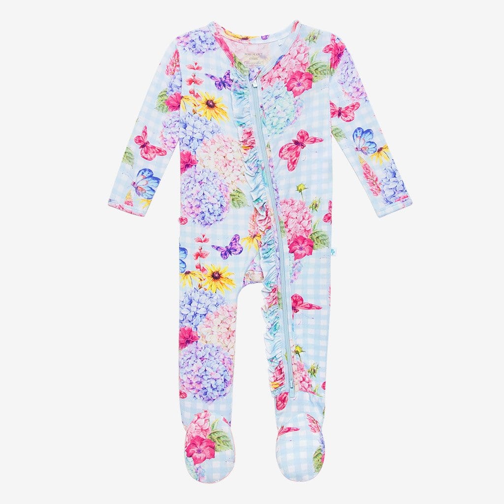 Nicolette Footie Ruffled Zippered One Piece