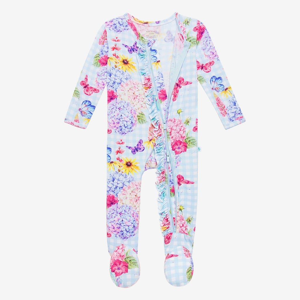 Nicolette Footie Ruffled Zippered One Piece