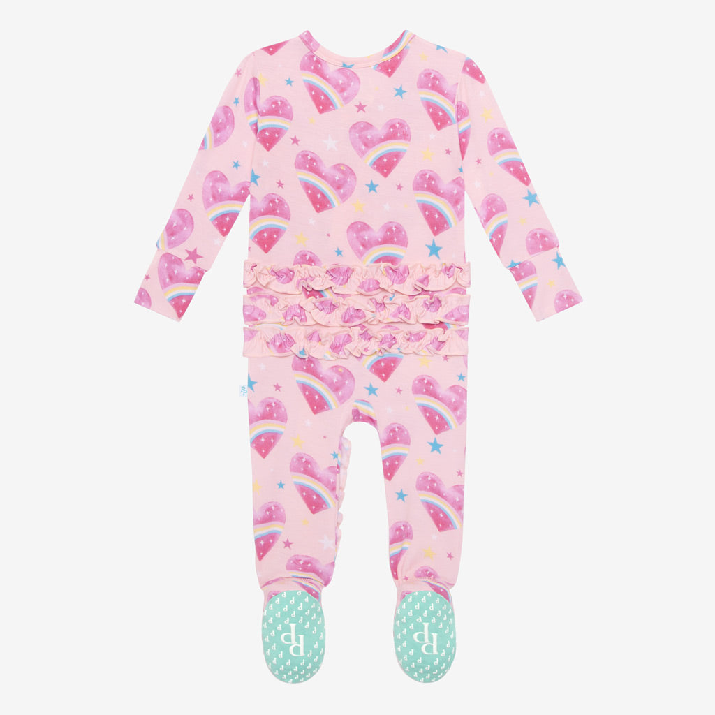 Rainbow Hearts Footie Zippered One Piece