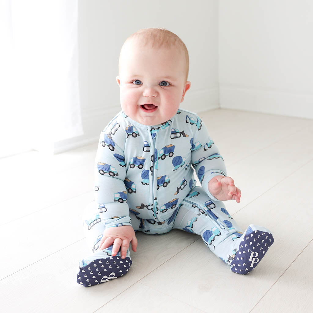 Construction Cars Footie Zippered One Piece