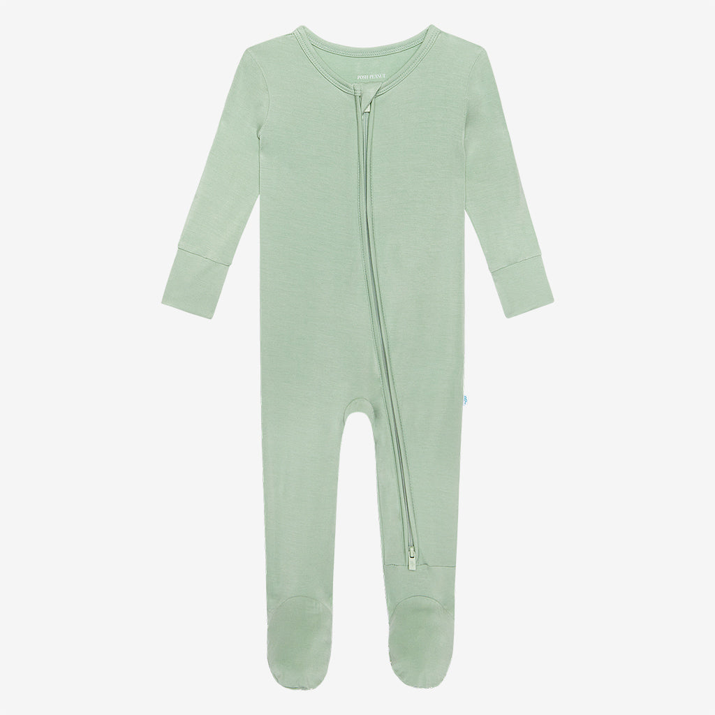 Sage Footie Zippered One Piece