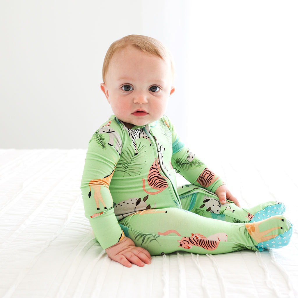 Safari Animals Footie Zippered One Piece