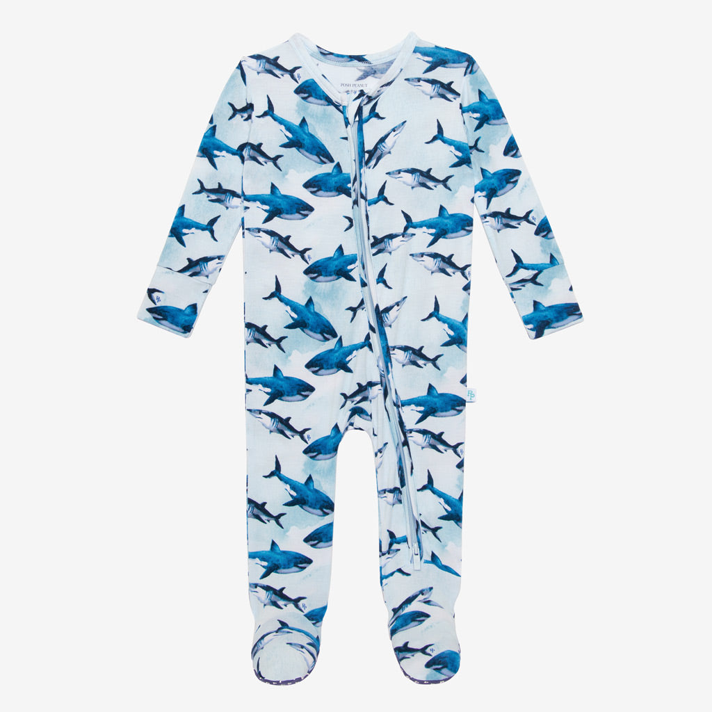 Sharks Footie Zippered One Piece