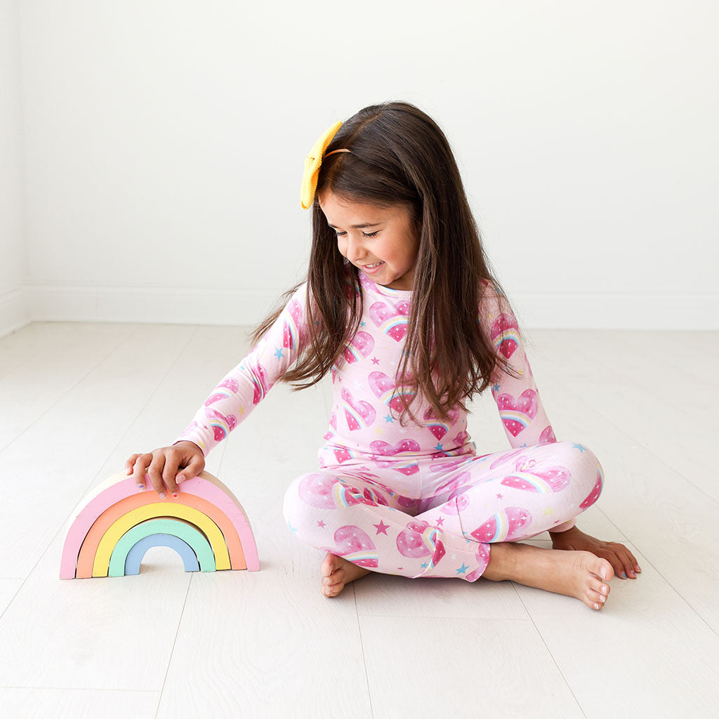 Rainbow Hearts Classic Pajama Set
