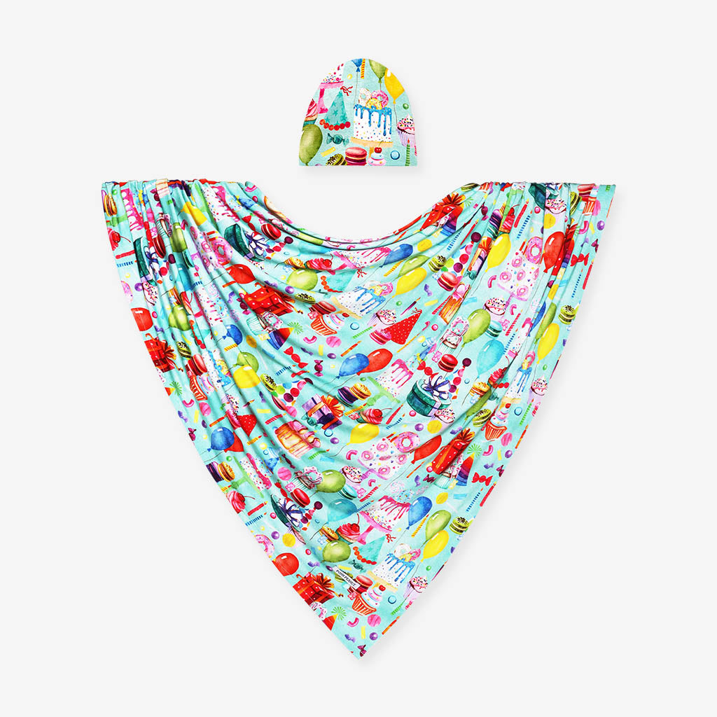 Happy Birthday Swaddle Beanie Set