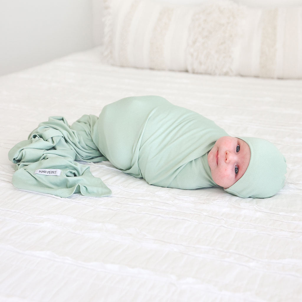 Sage Swaddle Beanie Set