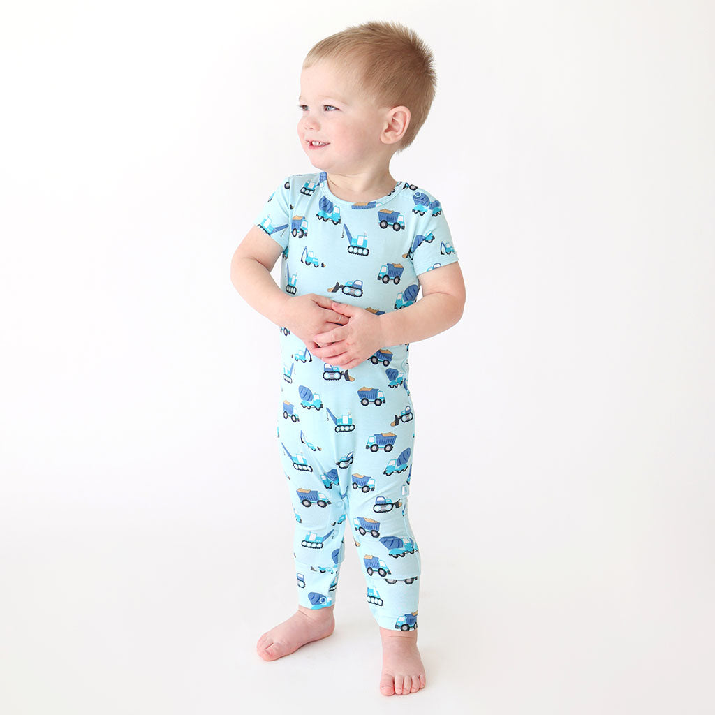 Construction Cars Short Sleeve Romper
