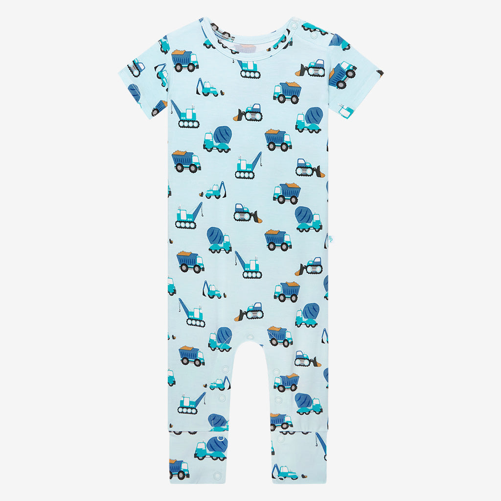 Construction Cars Short Sleeve Romper