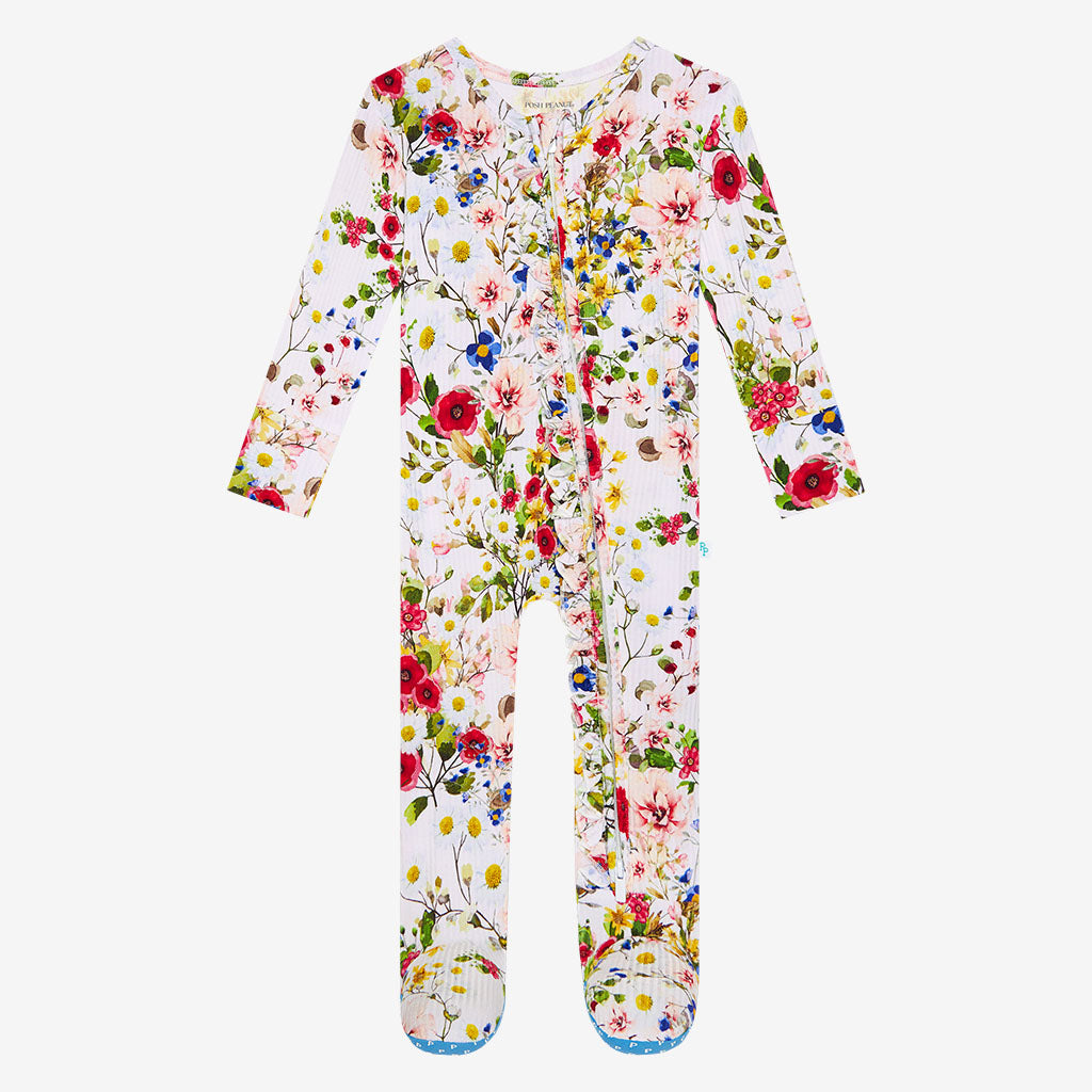 Barbara Footie Ruffled Zippered One Piece