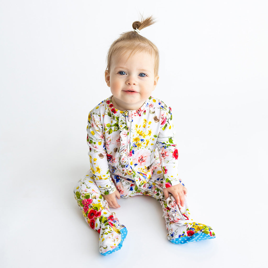 Barbara Footie Ruffled Zippered One Piece