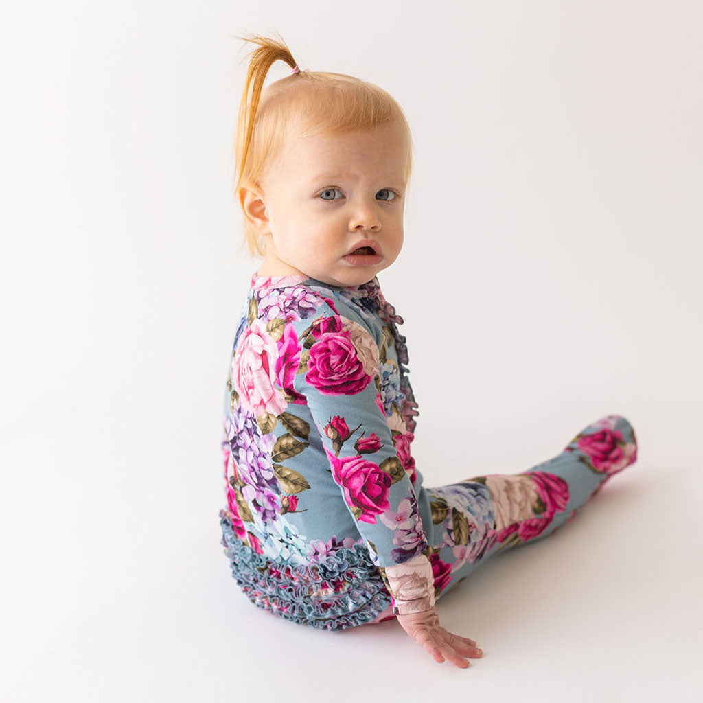 Lacey Footie Ruffled Zippered One Piece