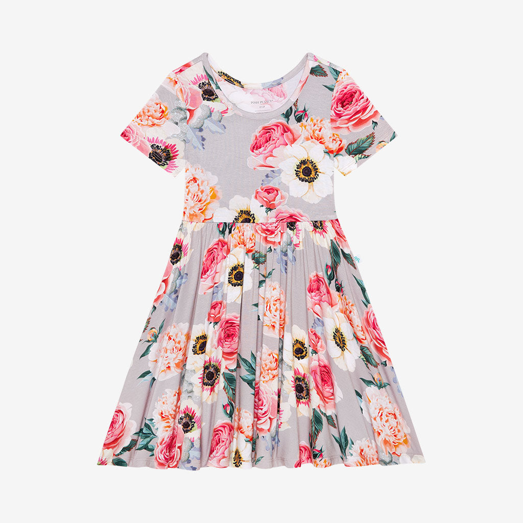 French Gray Twirl Dress