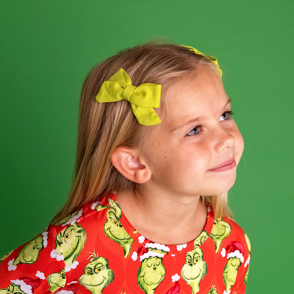 Moss Green Mini Bow Hair Clips