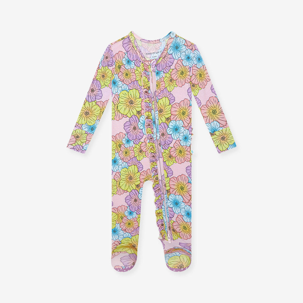 Kourtney Footie Ruffled Zippered One Piece