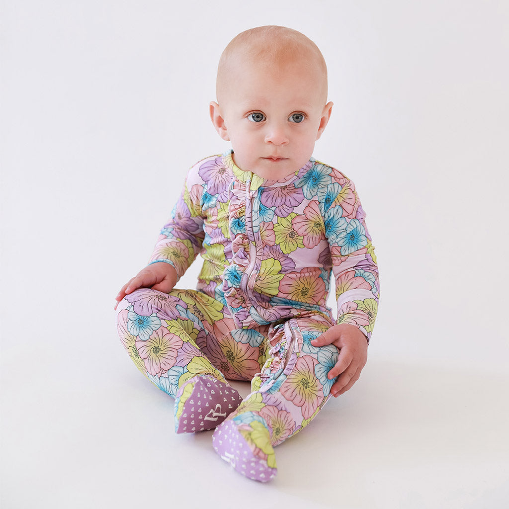 Kourtney Footie Ruffled Zippered One Piece