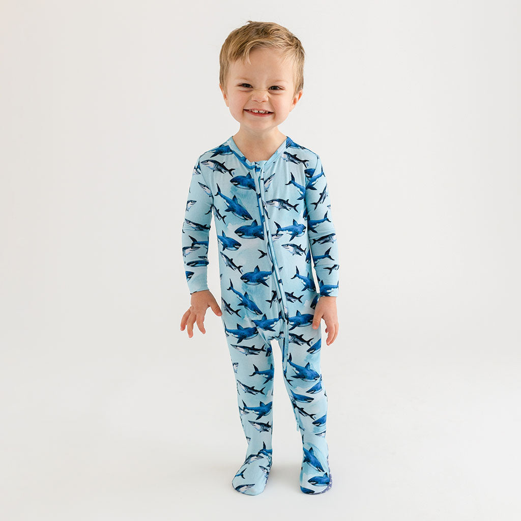 Sharks Footie Zippered One Piece