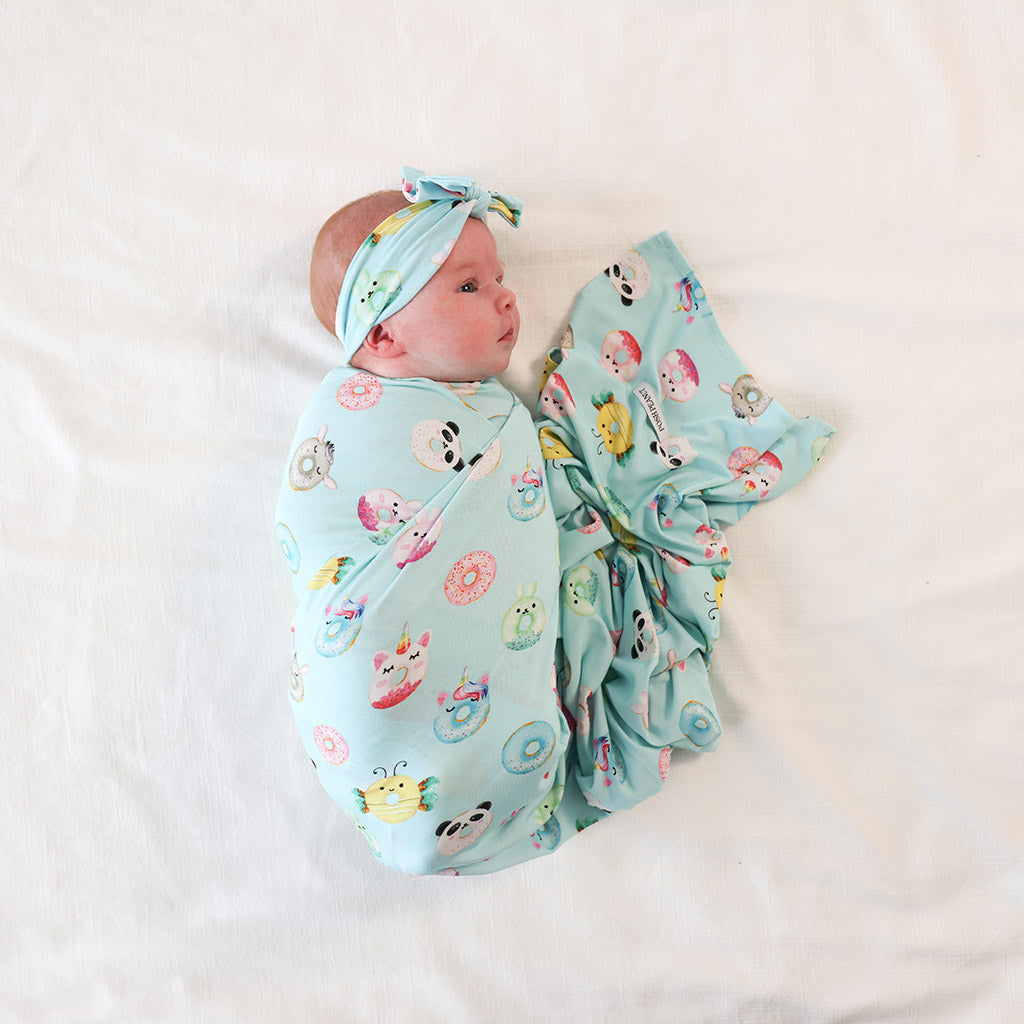 Donuts Swaddle Headband Set