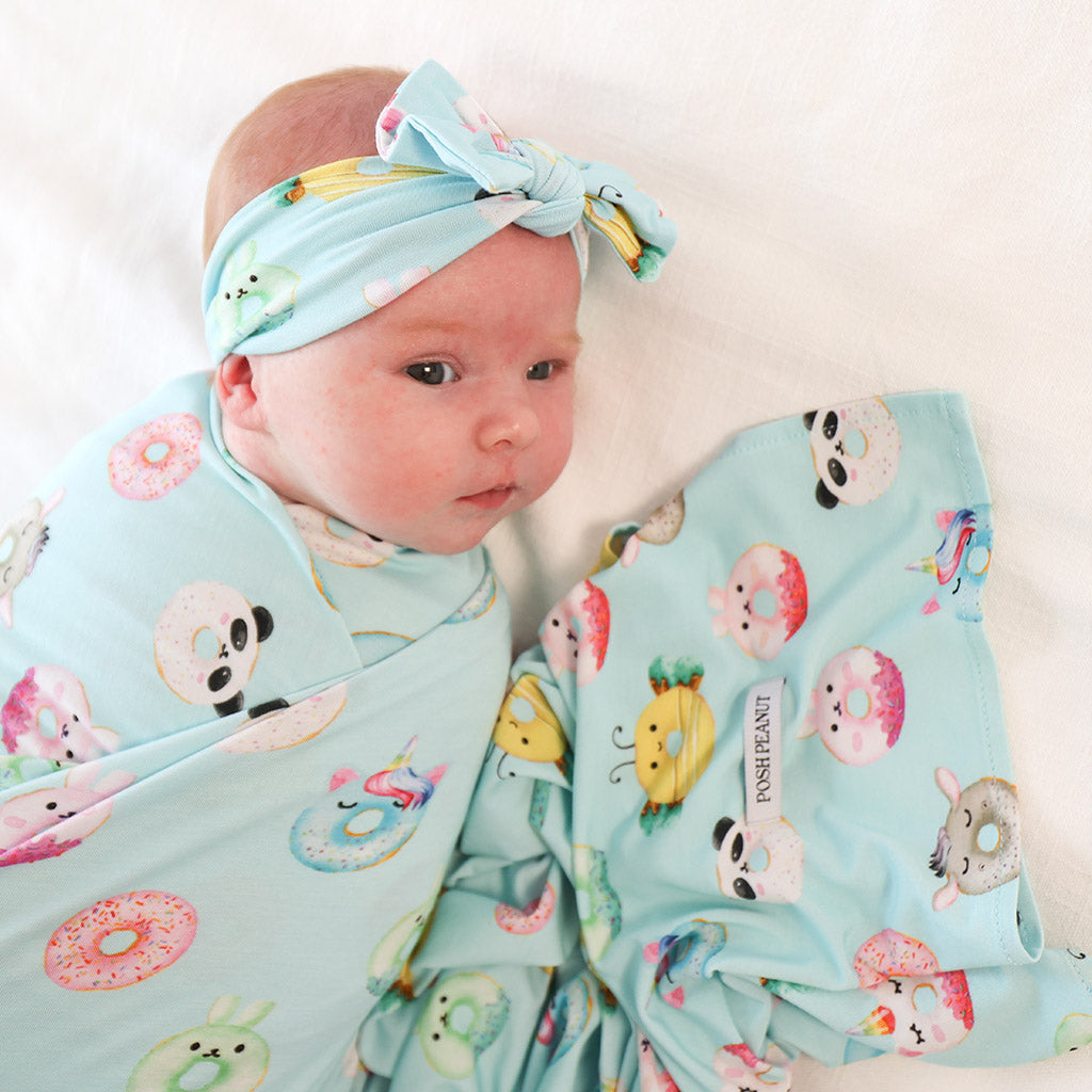 Donuts Swaddle Headband Set