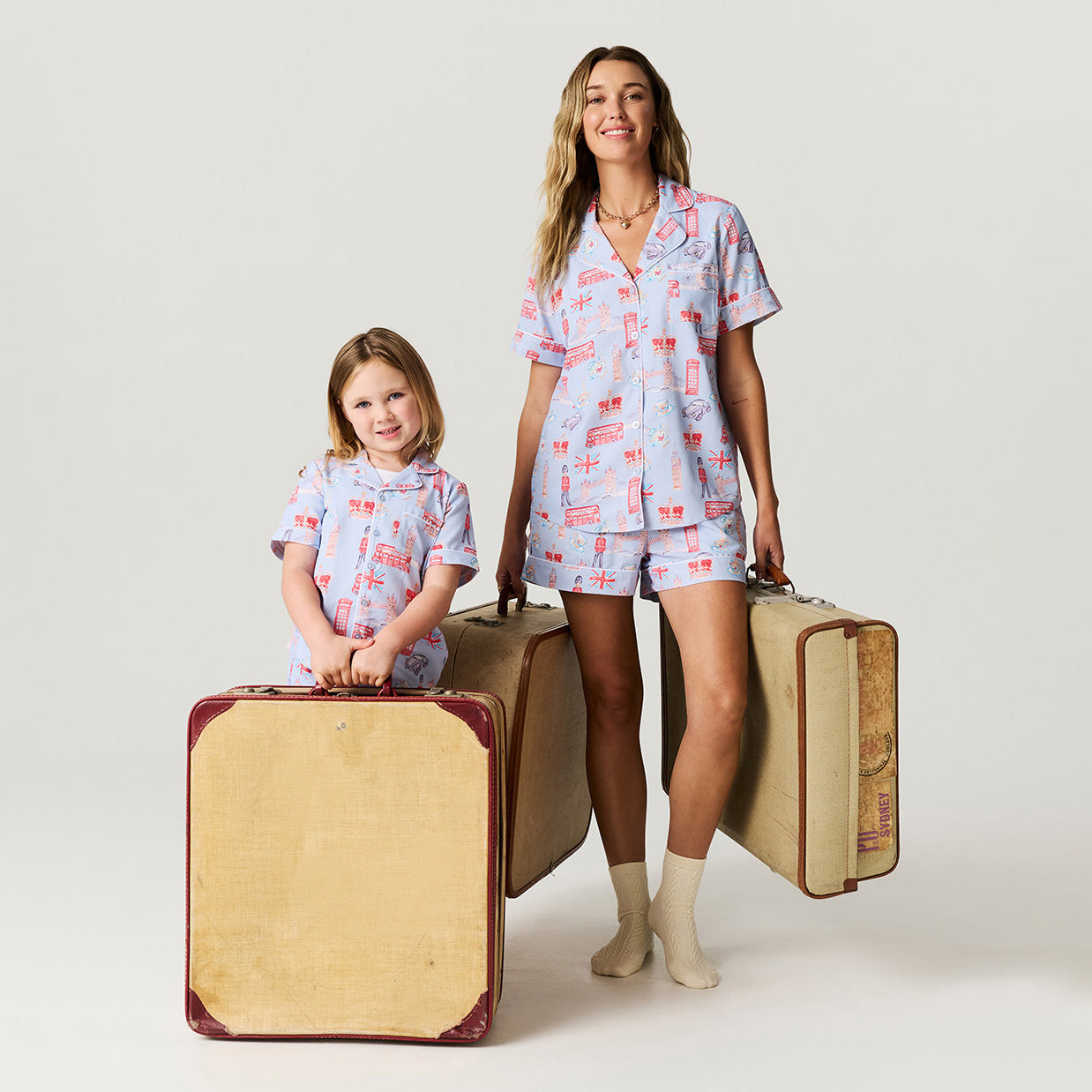 Posh London Women's Twill Pajama Short Set