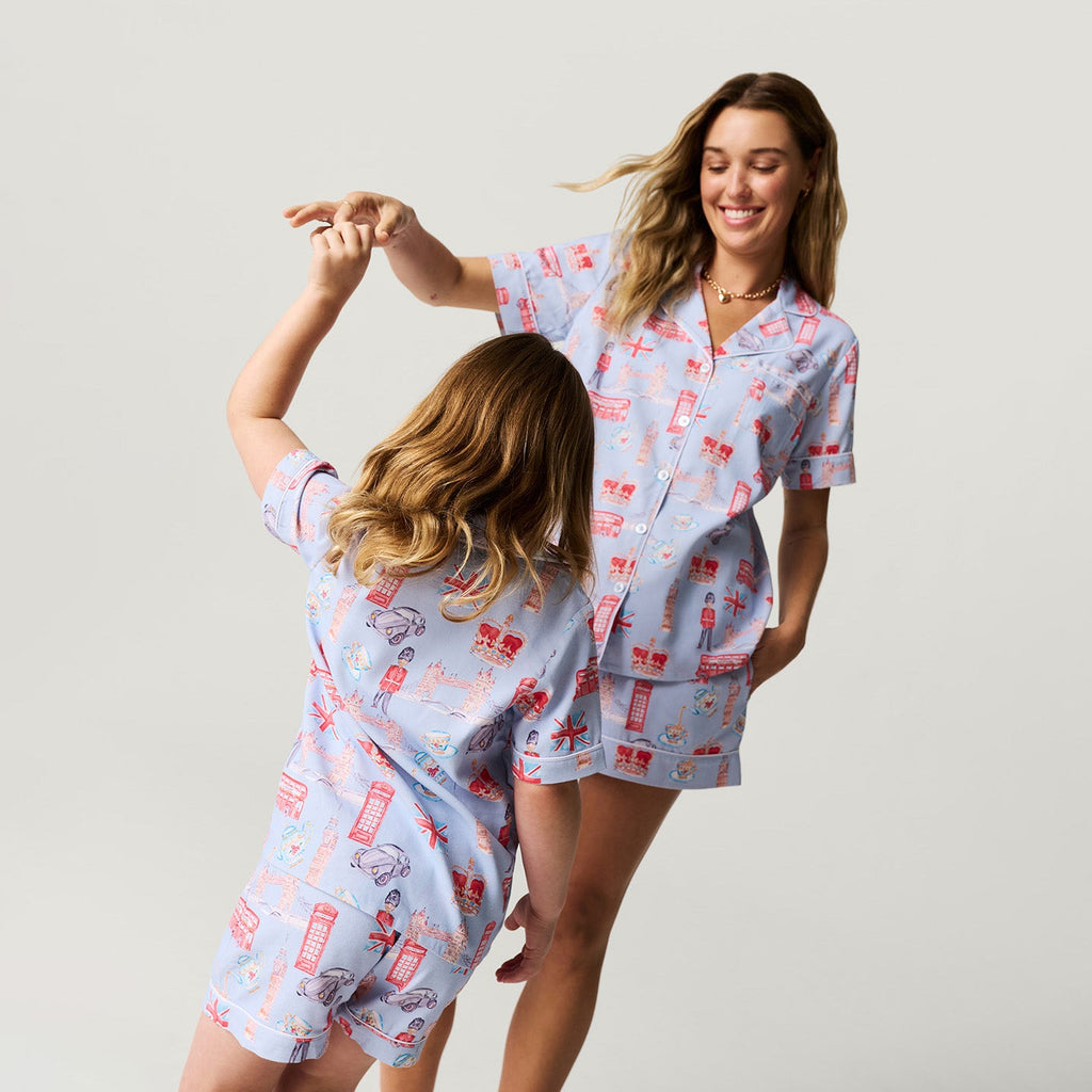 Posh London Women's Twill Pajama Short Set