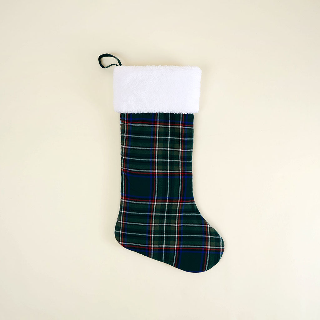 Green Tartan Plaid Flannelette Poshmas Stocking