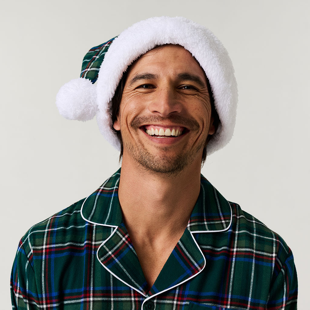 Green Tartan Plaid Adult Flannelette Poshmas Hat