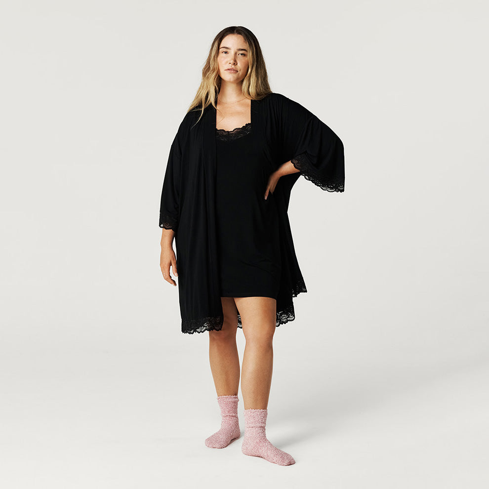 Women's Black Lace Robe