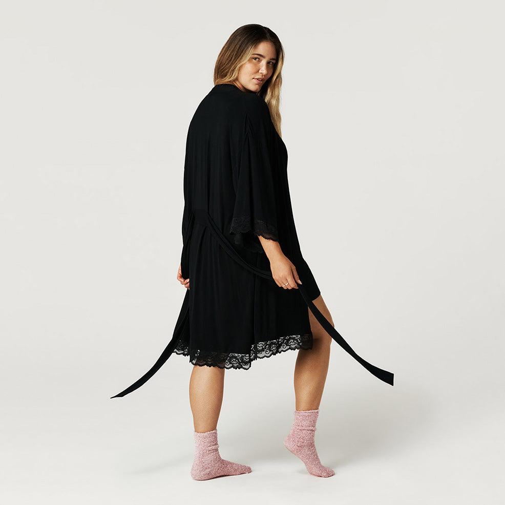 Women's Black Lace Robe