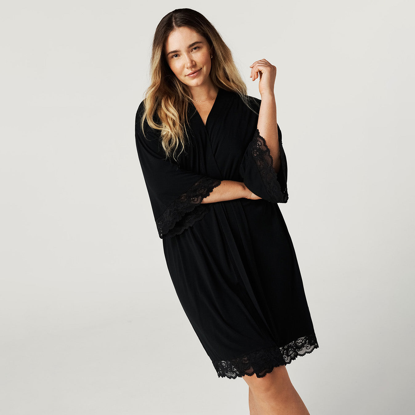Women's Black Lace Robe