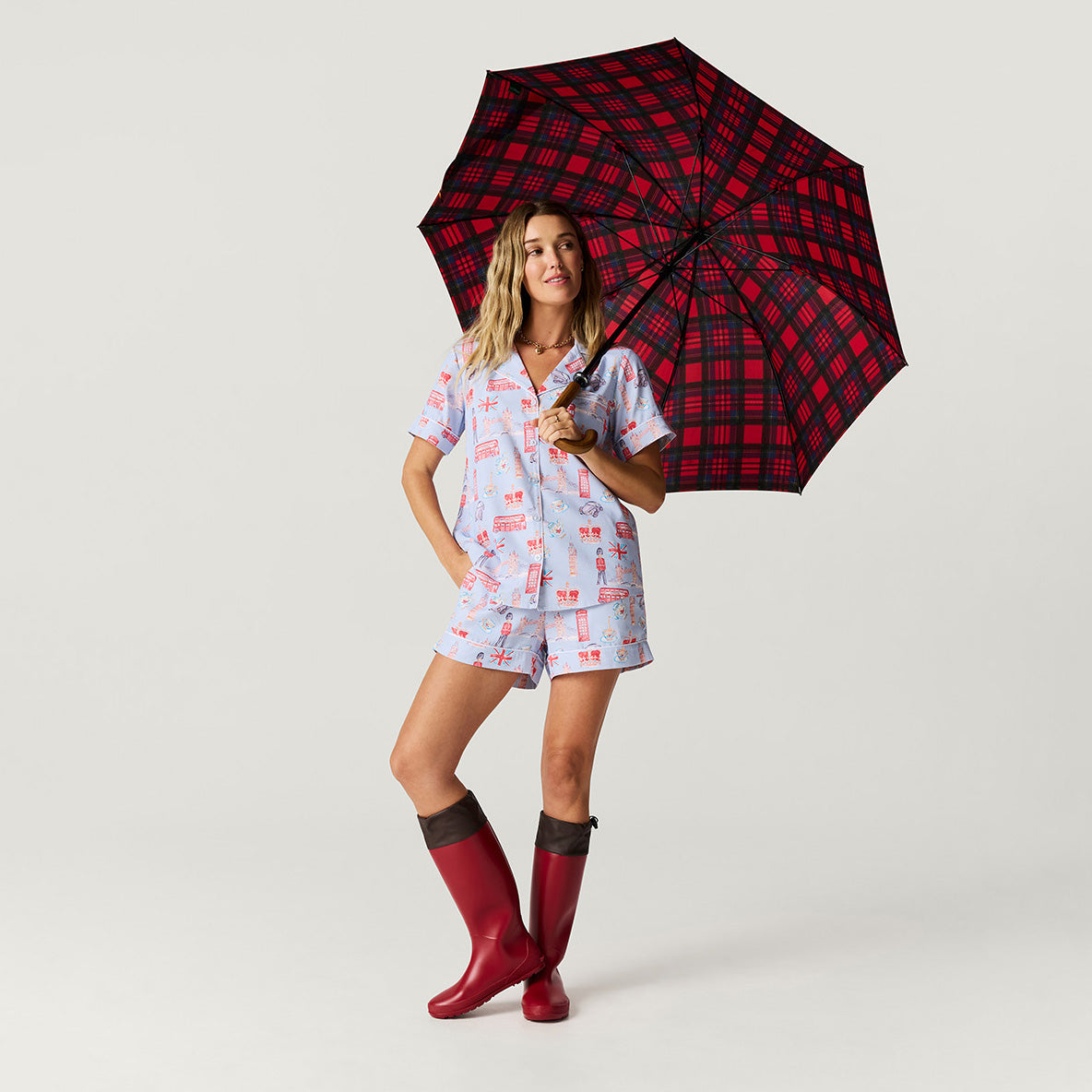 Posh London Women's Twill Pajama Short Set