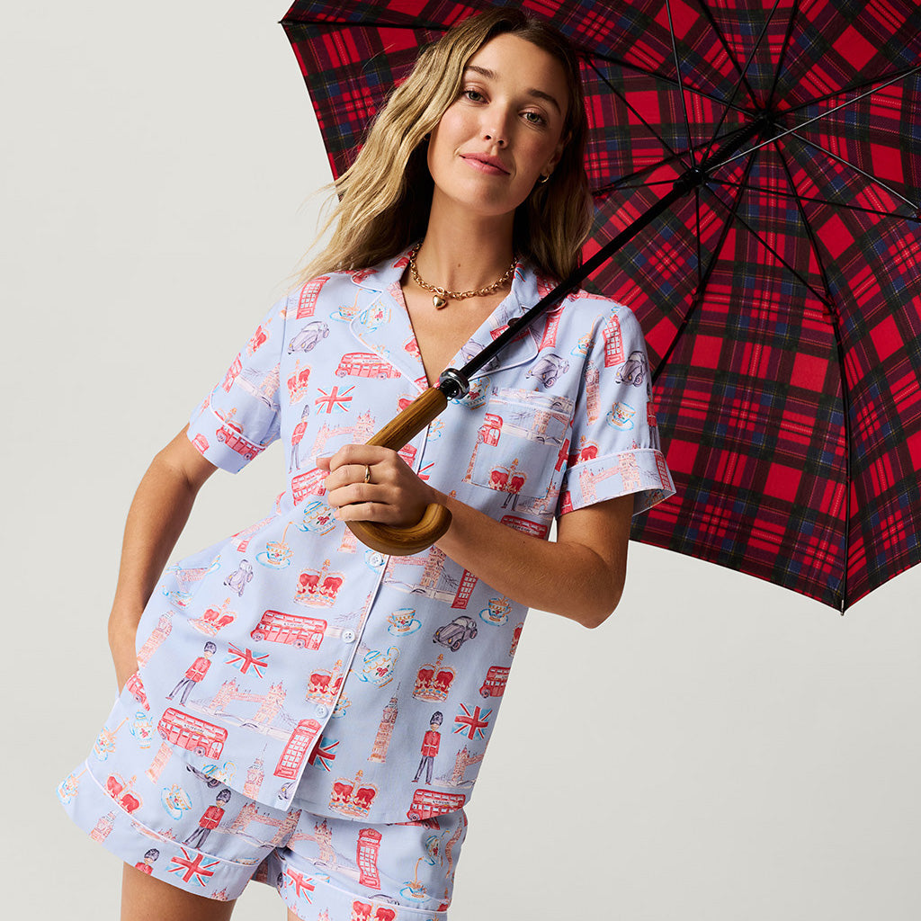 Posh London Women's Twill Pajama Short Set