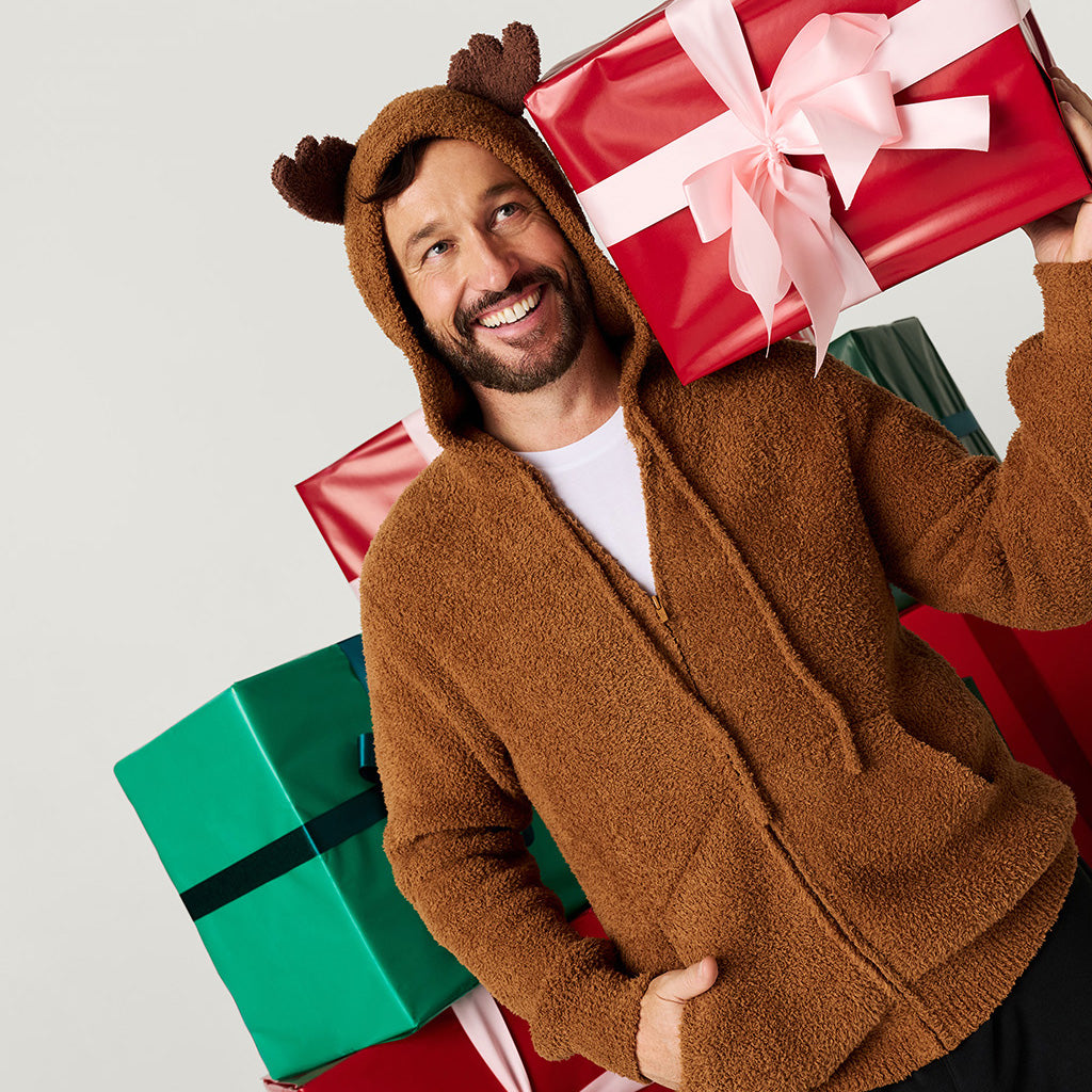 Merry Reindeer Men's Cuddle Zip Jacket