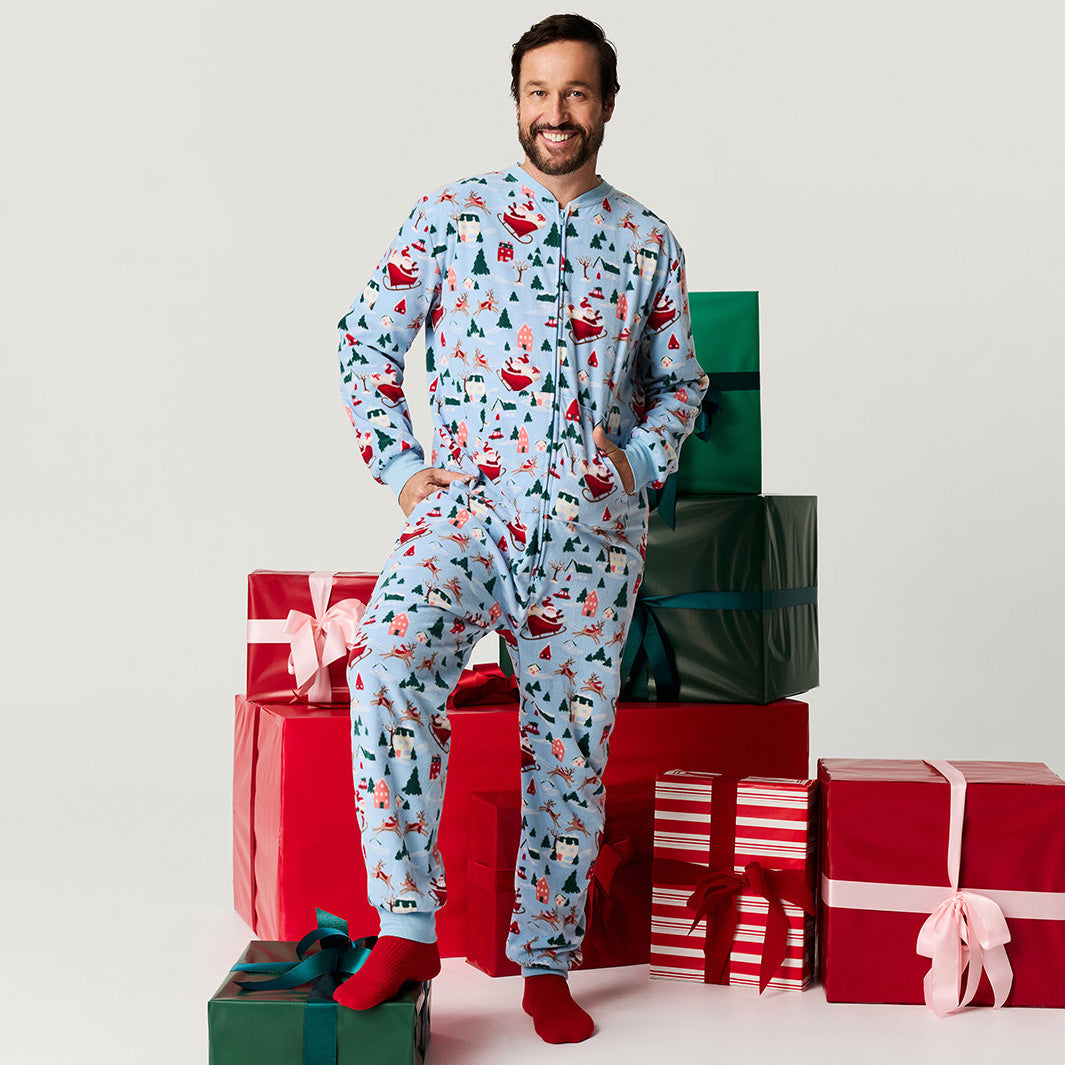 Christmasville Men's Microfleece Jumpsuit