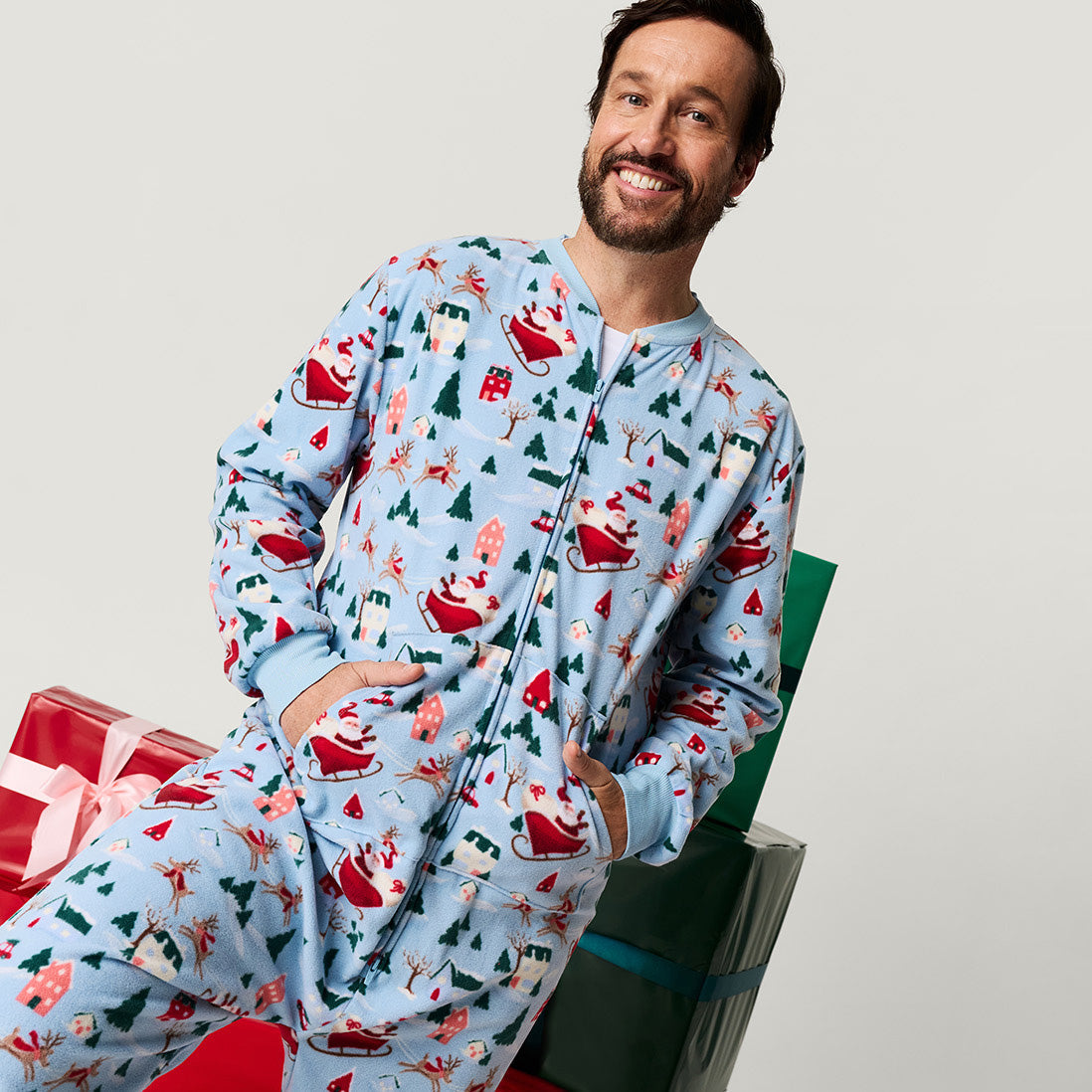 Christmasville Men's Microfleece Jumpsuit