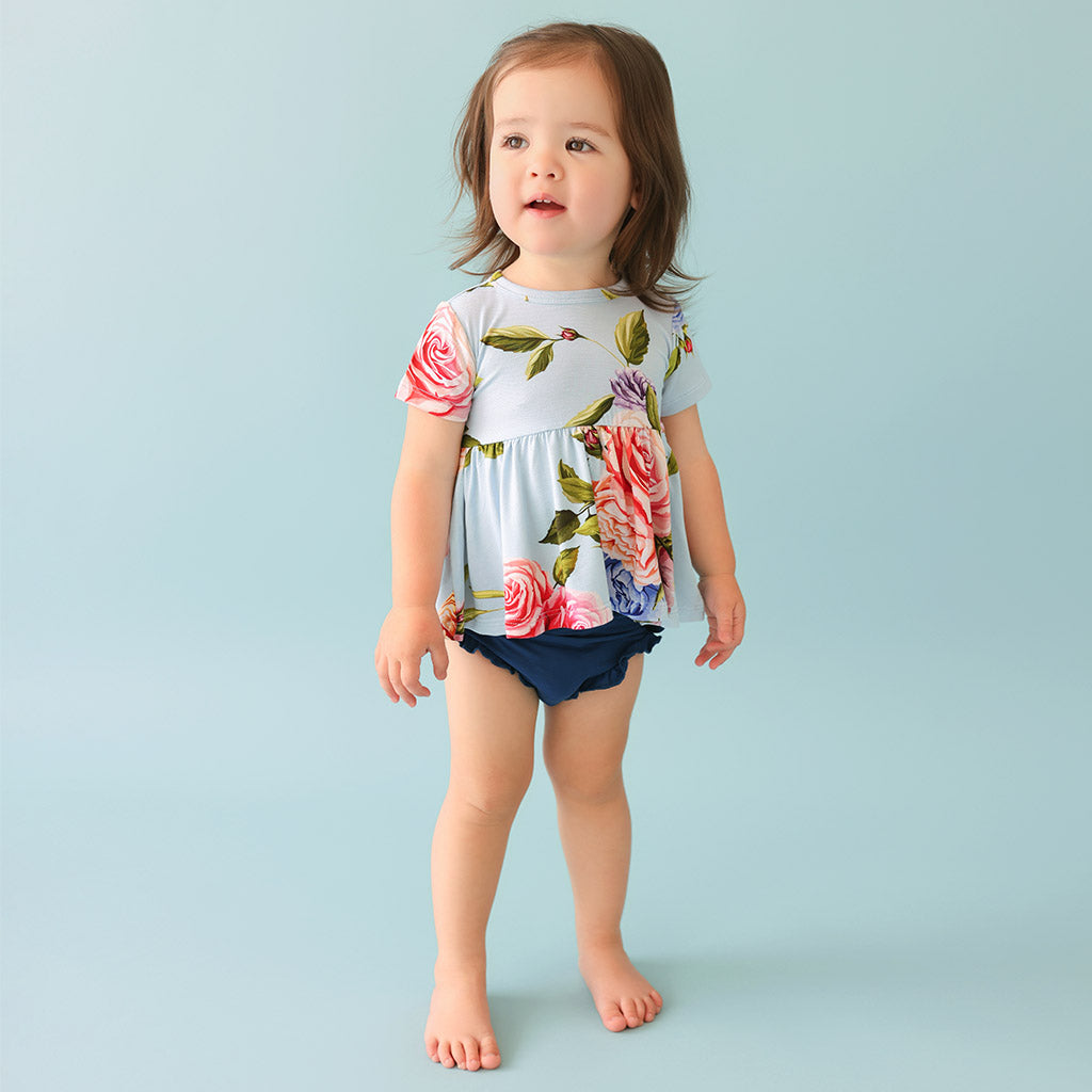 Country Rose Peplum Ruffled Bummie Set