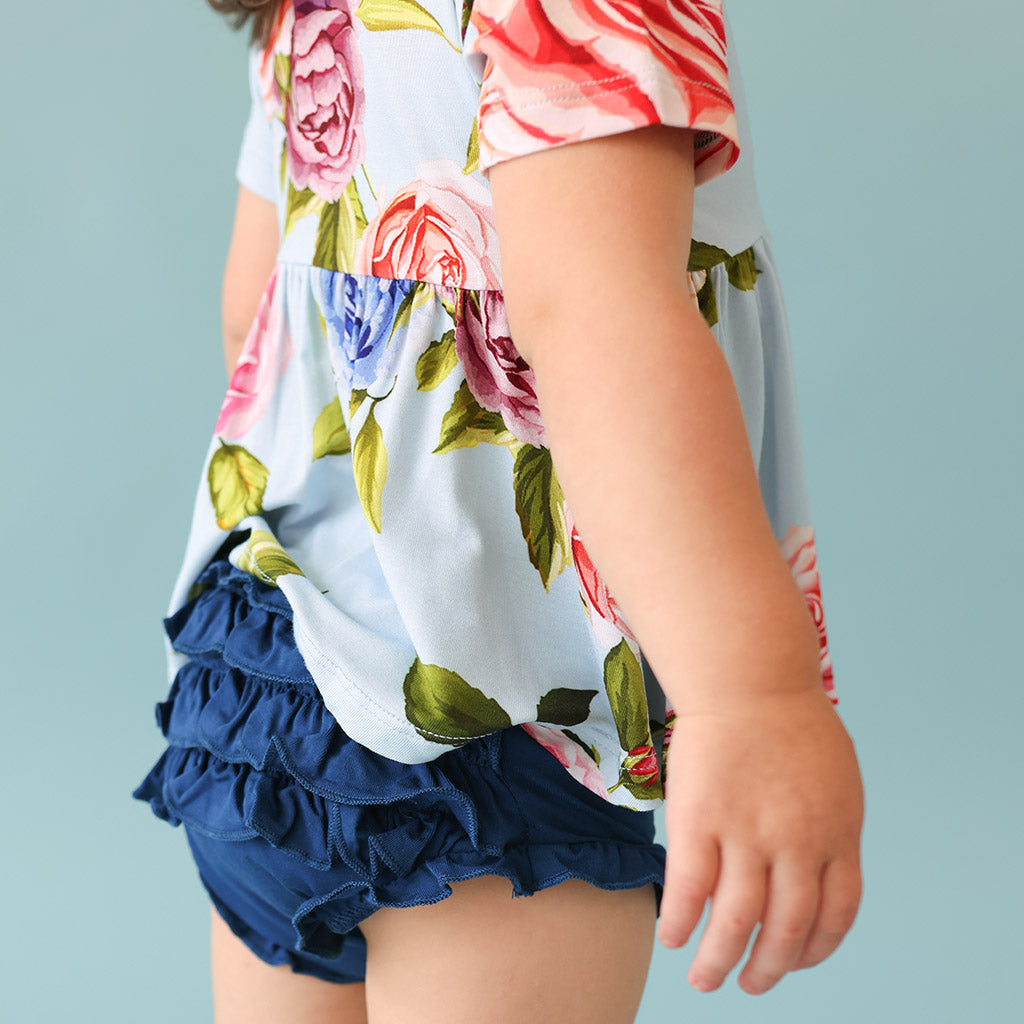 Country Rose Peplum Ruffled Bummie Set