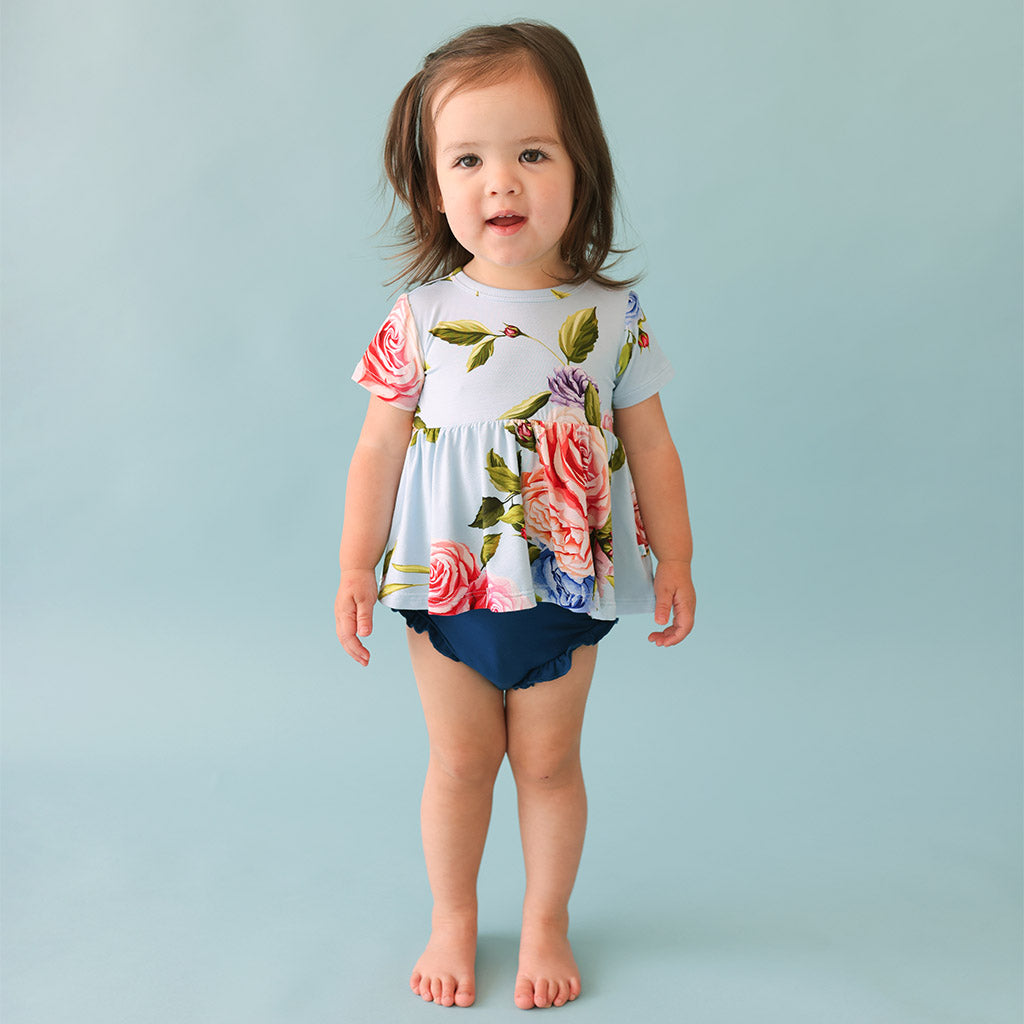 Country Rose Peplum Ruffled Bummie Set