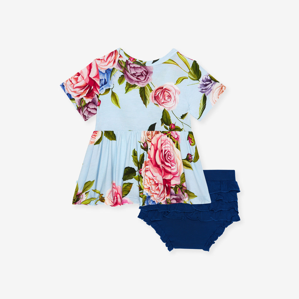 Country Rose Peplum Ruffled Bummie Set