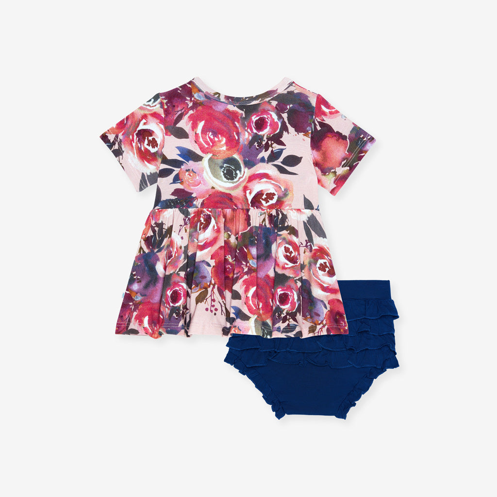 Dusk Rose Peplum Ruffled Bummie Set